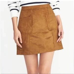 OLD NAVY Mini Skirt Suede‎ Size 6 Brown/ Camel Color Perfect Condition Zipper